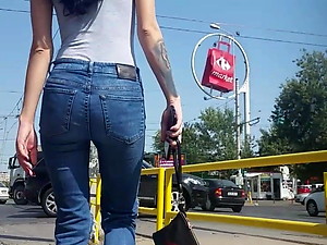 Spy sexy ass jeans teens girl romanian